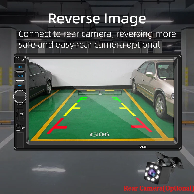 HIPPCRON 2din راديو السيارة MP5 مشغل وسائط متعددة 7 "شاشة تعمل باللمس السلكية CarPlay أندرويد السيارات FM بلوتوث AUX مرآة ربط العالمي #4