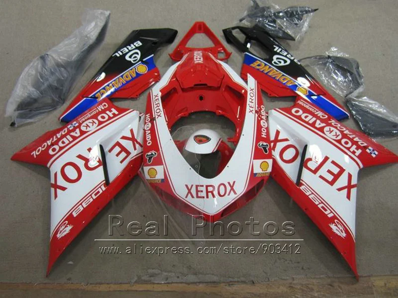 

New body parts fairing kit for Ducati 848 1098 1198 07 08 09 10 11 red sticker white fairings 848 1198 2007-2011 AS35