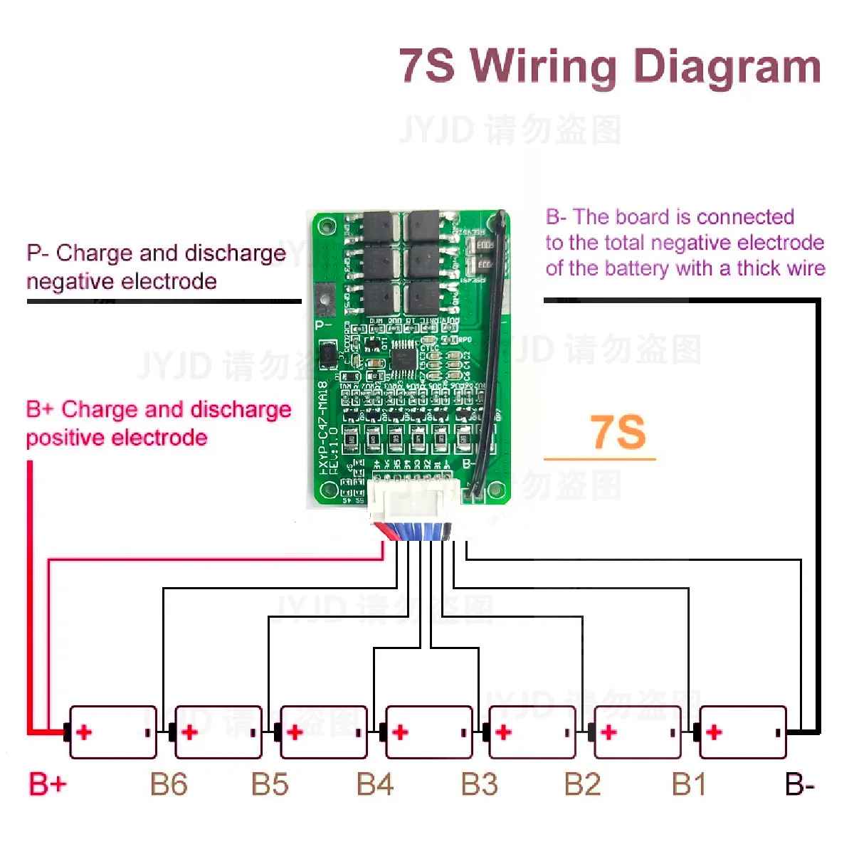 4S/5S/6S/7S BMS 16.8V 21V 20A 18650 Li-ion Lmo Ternary Lithium Battery Charger Protection Board Balance And Temperature Protect