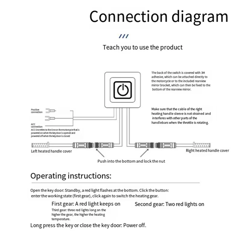 

Leading-Edge-1 Piece 12V ATV Heated Grip E-Bike Motorcycle Heated Grip Cover Hand Warmer Grip Black