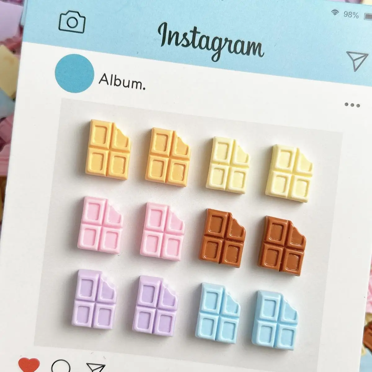 Random Mixed Resin Cute Macaron Color Chocolate Nail Art Decoration 3D Simulated Chocolate Nail Charms Supplies For DIY Crafts