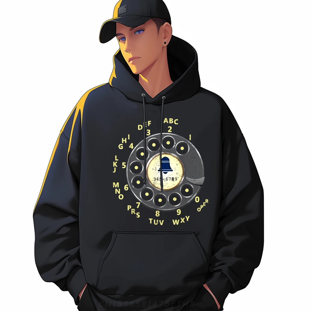 

Vintage Retro Rotary Dial Telephone Mens Newest Outdoor Hoodies O Neck Graphic Hoodies Vintage Long Sleeve Classic Sweatshirt