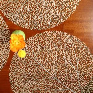 Golden PVC table carpet, ocean isolation coaster pads, table Placemat, modern home decor, Christmas, set of 4 10 Main Sales Tablecloth 4 Chairs - №4