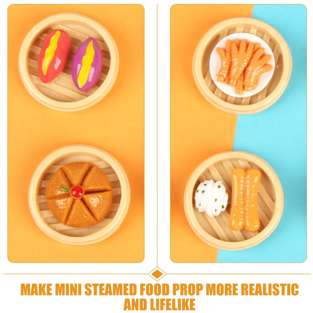 6 pezzi di cibo finto al vapore mini artigianale decorativo per la cucina della casa delle bambole fotografia puntello set di cibo antipasti artificiale realistico
