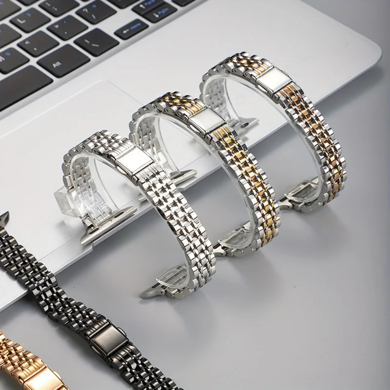 Dwukolorowa bransoleta ze stali nierdzewnej do Apple Watch 38/40/41/42/44/45/46/49mm Serii 1-11 i SE, metalowa opaska na nadgarstek do IWatch Series — zdjęcie produktu 6