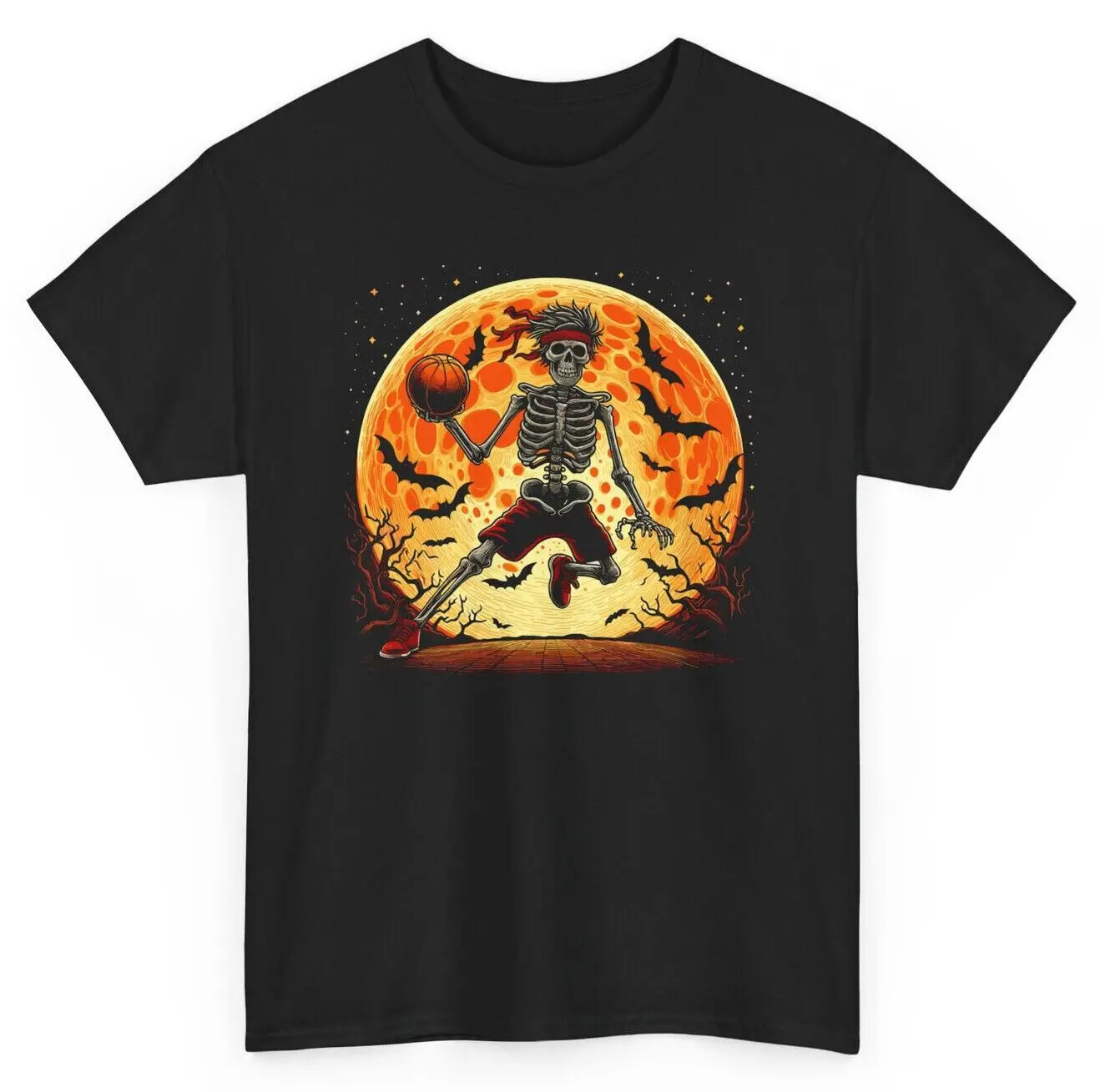 Skeleton Basketball Halloween T-shirt - Spooky Season Holidays Apparel Sport Tee