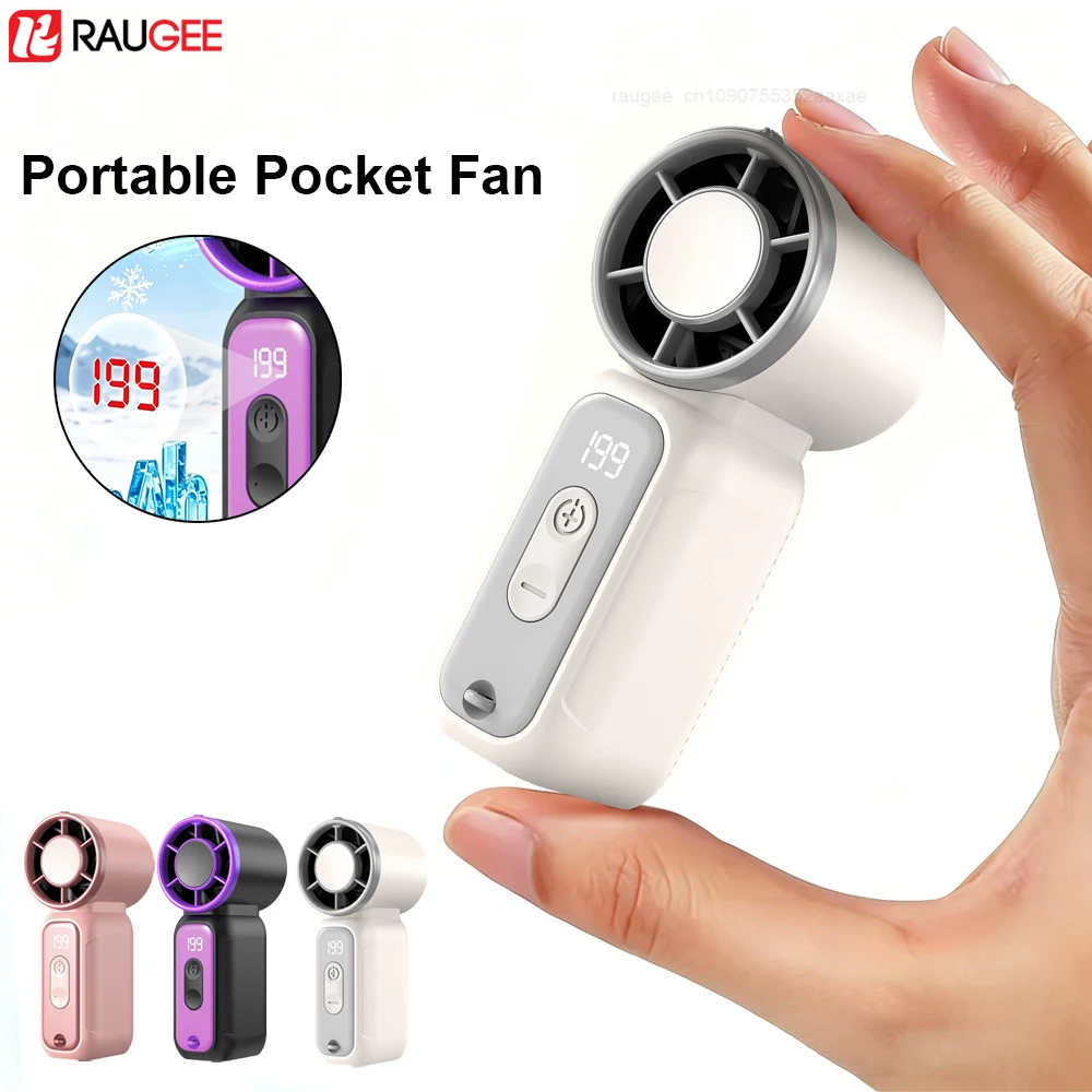 Mini Portable Handheld Turbo Fan USB Rechargeable 3 in 1 Pocket Fan with LED Display 199 Speeds for Outdoor Travel Personal Fan