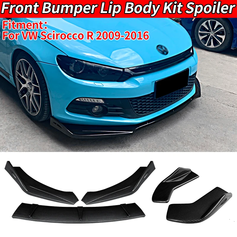 

For Volkswagen Scirocco R 2009-2016 Car Body Kit Front Bumper Splitters Lip Spoiler Gloss Black ABS Decoration Rear Wrap Angle