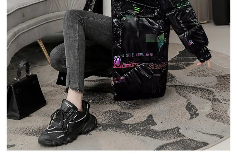 2026 Winter New Gloss Cotton Jacket Women's Medium to Long Korean Loose Coat Lady Thick Hooded Coats Female Warm Parker Overcoat