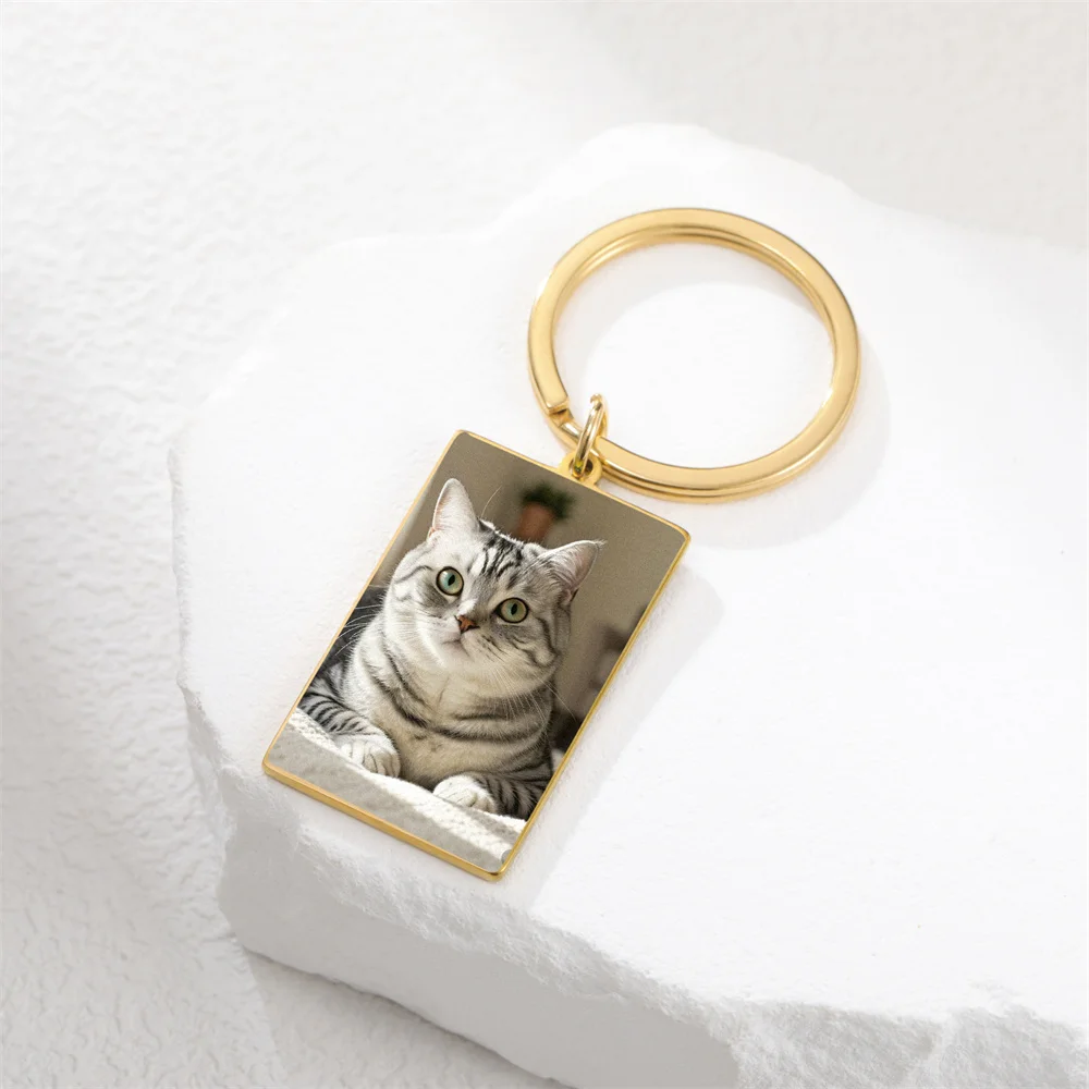 Benutzerdefinierter Foto-Schlüsselanhänger aus Edelstahl, rechteckig, Herzform, personalisiertes Bild, Schlüsselanhänger, Schmuck, Valentinstagsgeschenk – Detail 11