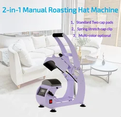 Cap Heat Press Machine Stable Performance 550W with 2Pcs Interchangeable Platens Resuable Hat Heat Press with Cap Stretcher