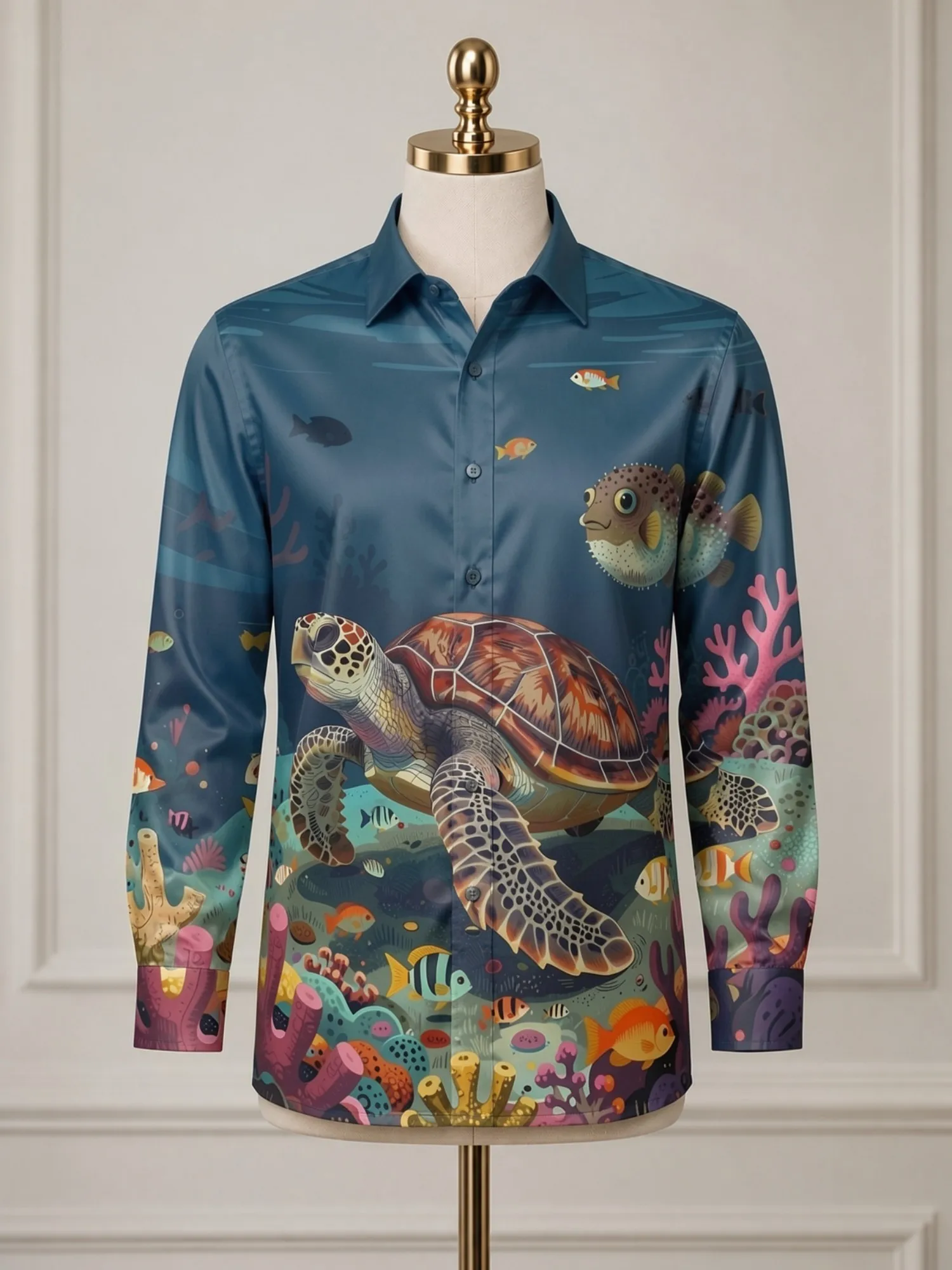 Mens Trendy Satin Long Sleeve Button Shirt Lightweight Collared Dress Shirt Lightweight Party Beach Vacation Cruise Clubwear Top