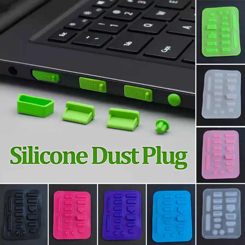 1-10Set Universal Laptop Dust Plugs Set Silicone USB/HD/Type-C/RJ45 Interface Dustproof Waterproof Covers for Notebook Computer
