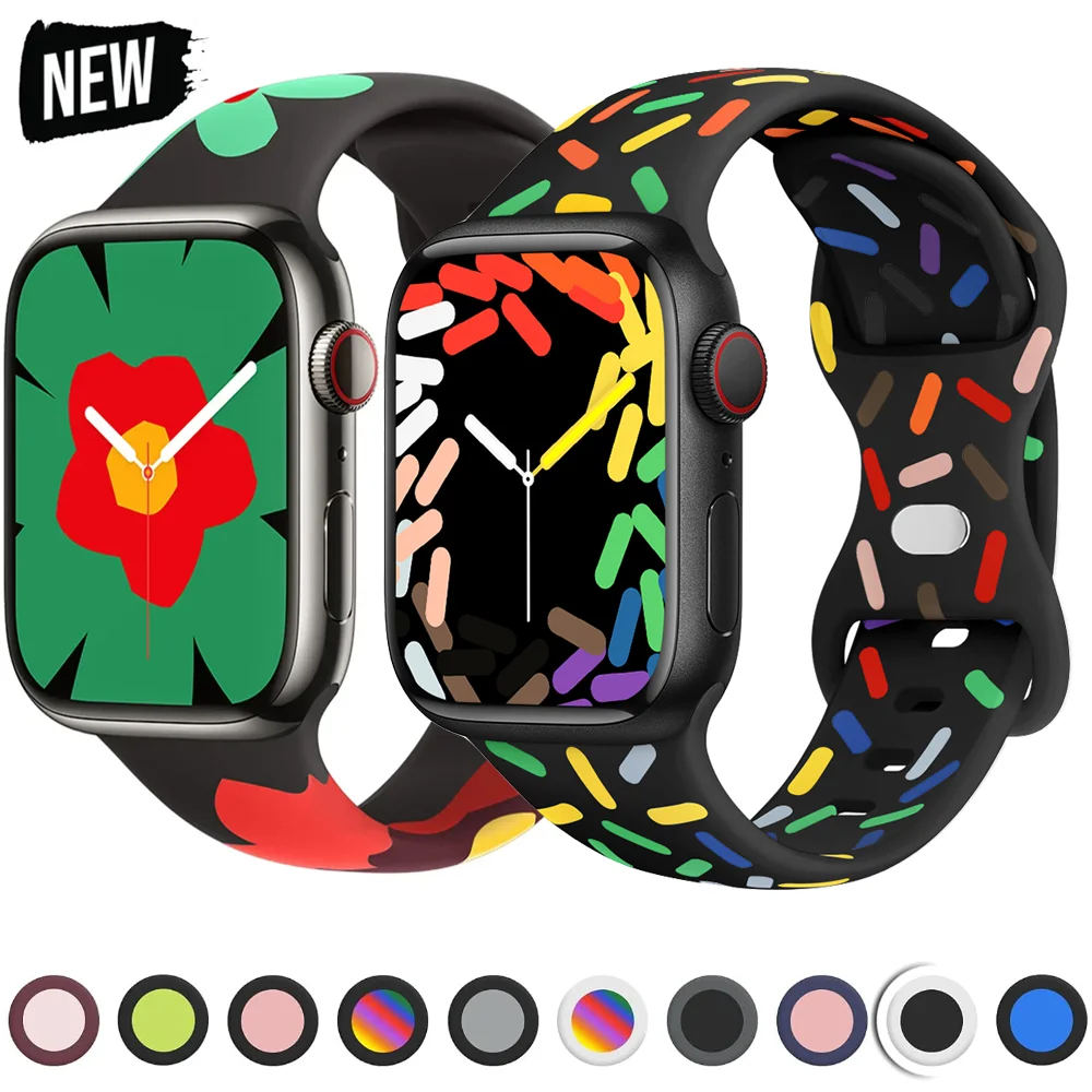 Silicone Strap For Apple Watch Band 49mm 41mm 42mm 45mm 44mm 38mm 40mm Rubber Correa Bracelet IWatch series 9 7 SE 6 8 3 Ultra 2