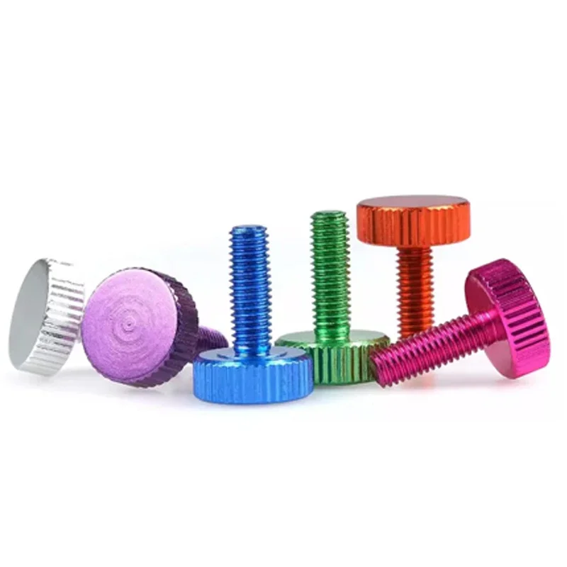 5Pcs Colorful Thumbscrews M2 M2.5 M4 M5 M6 Thread Length 4-25mm Flat Knurled Thumb Screws Aluminum Alloyl Hand Grip Knob Bolts
