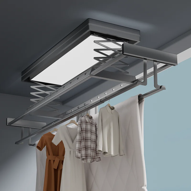 Smart Electric Drying Rack Modern Adjustable Clothes Drying Rack With Led Lighting for Indoor Balcony Use