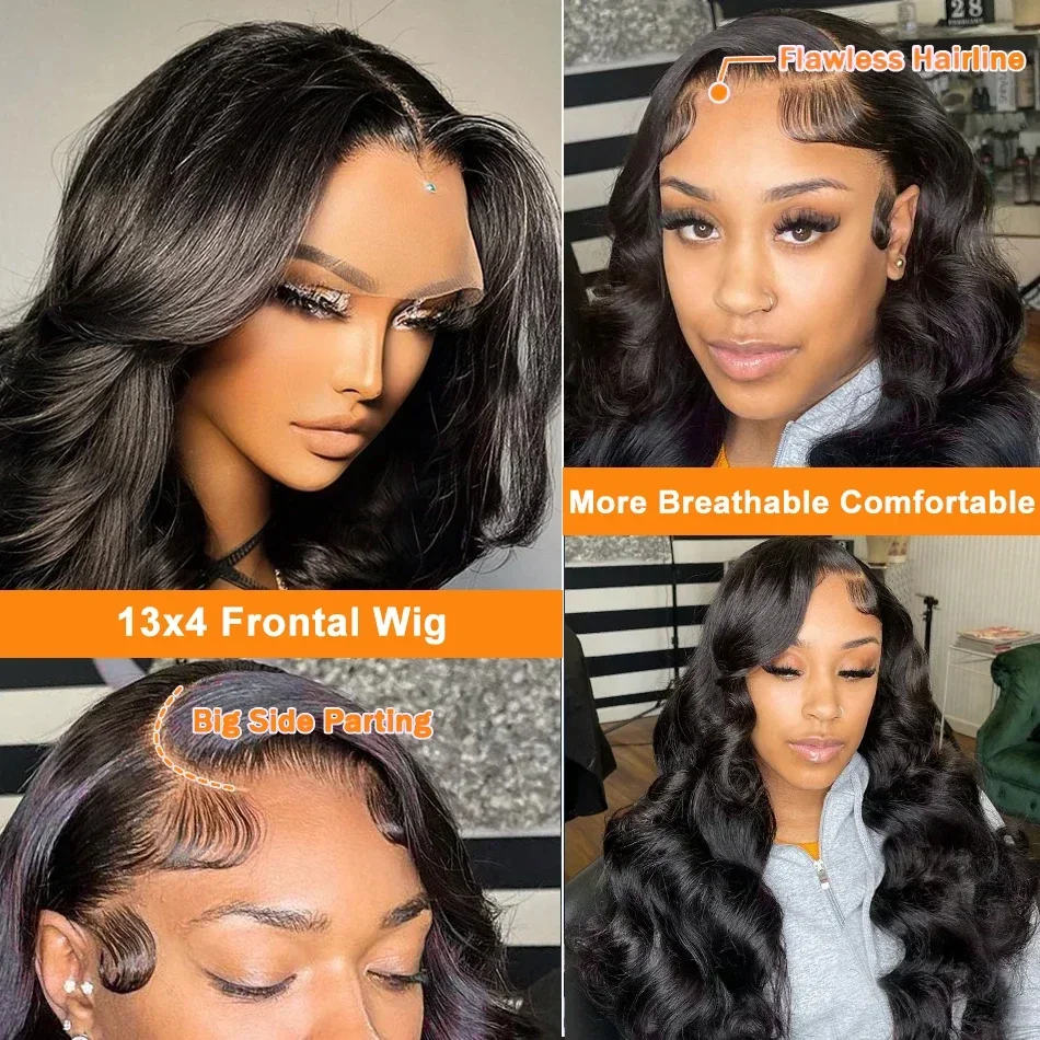 Wear Go HD Transparent 13x4 Body Wave Lace Front Human Hair Wig 30 40 Inch 13x6 Lace Frontal Wigs Brazilian 5x5 Glueless Closure