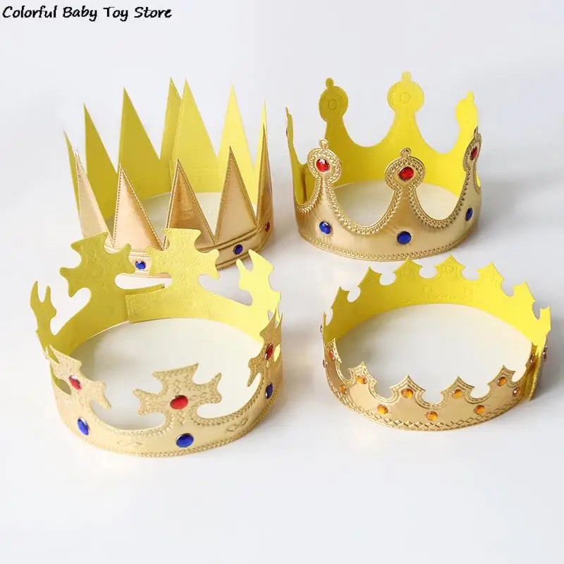 Sombreros de corona de cumpleaños para niña, sombrero de Reina, sombreros de fiesta para niños y adultos, decoraciones de fiesta, suministros de corona