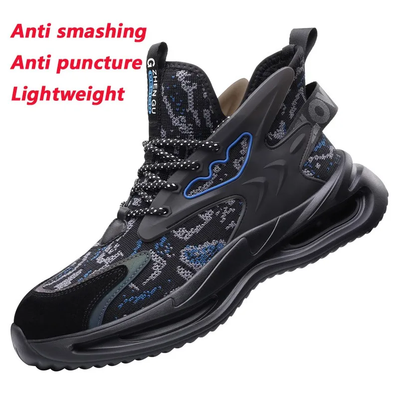 Zapatos De Seguridad Hombre Middle-top Safety Protection Shoes Men's Anti-smashing And Anti-piercing Work Shoes Flying Woven