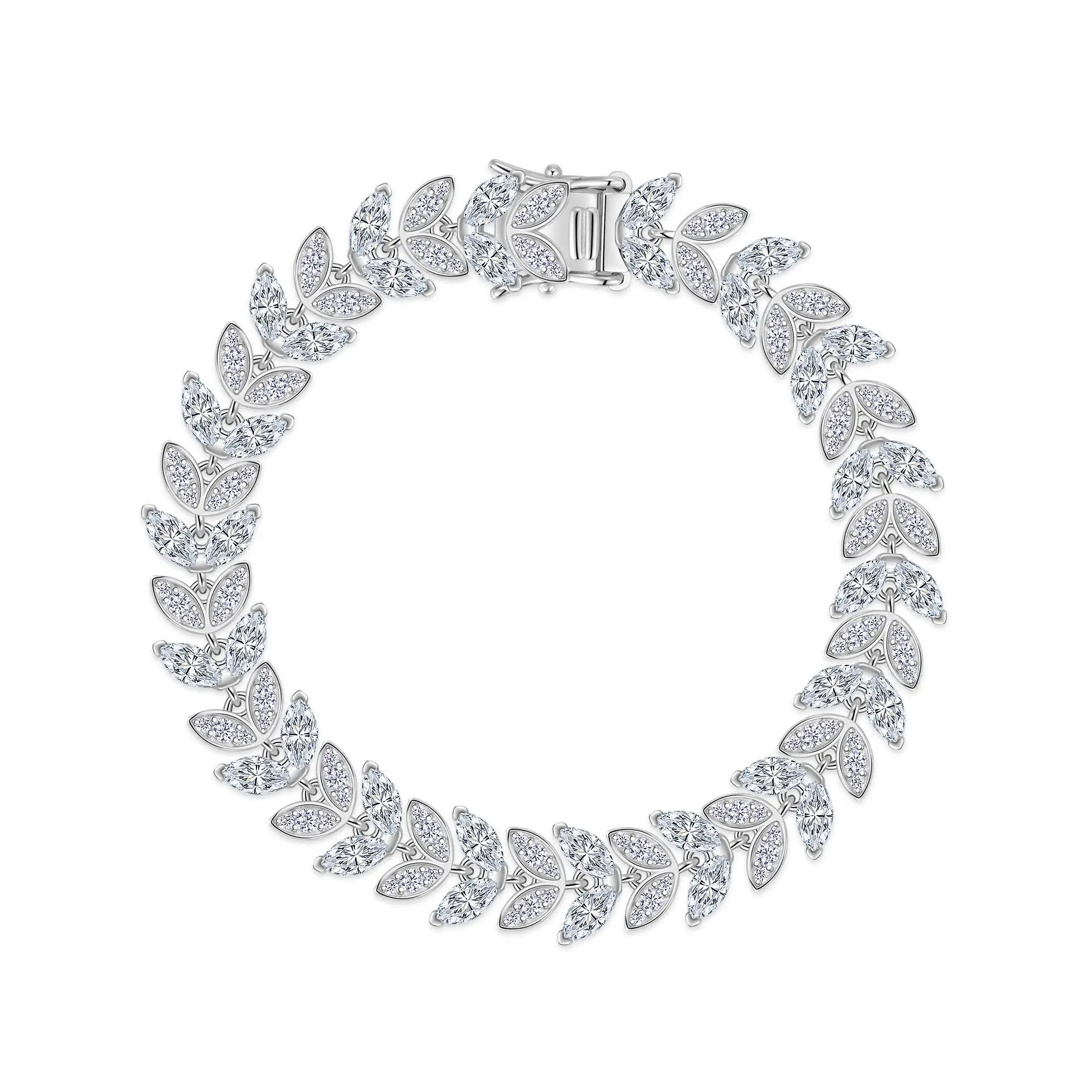 

Marquise Cut Moissanite Tennis Bracelet S925 Silver Luxury Women Elegant Full Inlaid Bracelet Daily Wedding Jewelry