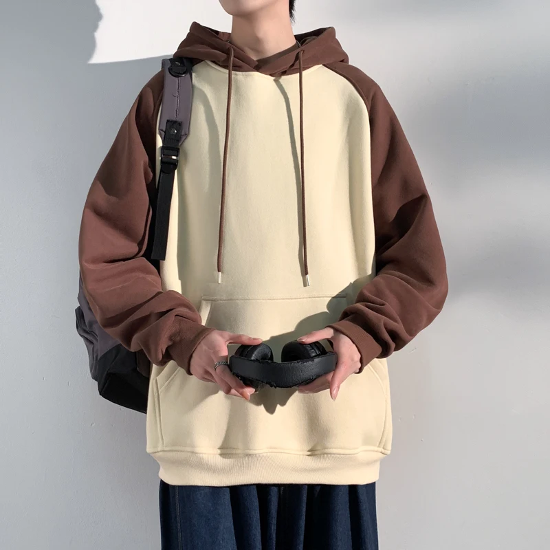 

Для дизайна, мода 2024, осень-весна, модные лоскутные мужские пуловеры в стиле хип-хоп с длинными рукавами, повседневные толстовки с капюшоном, толстовка