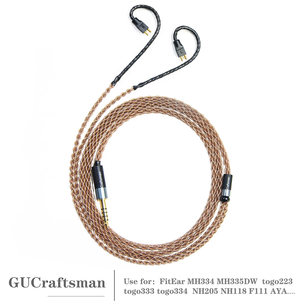 

GUCraftsman 6N Single Crystal Copper Earphone Replacement Cables for FitEar MH334 MH335DW togo334 Private 223 Private 333 F111