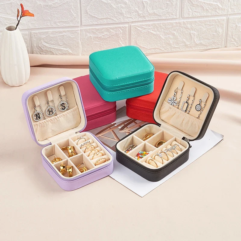 

Новая модная портативная популярная дорожная шкатулка для украшений из искусственной кожи класса люкс с застежкой-молнией, органайзер для ювелирных изделий для путешествий