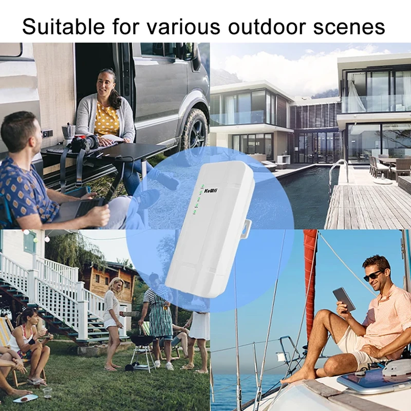 KuWFi 150Mbps Outdoor 4G LTE Router Wireless Wi-Fi CPE Router CAT4 with 24V POE Adapter RJ45 WAN LAN Port for IP Camera