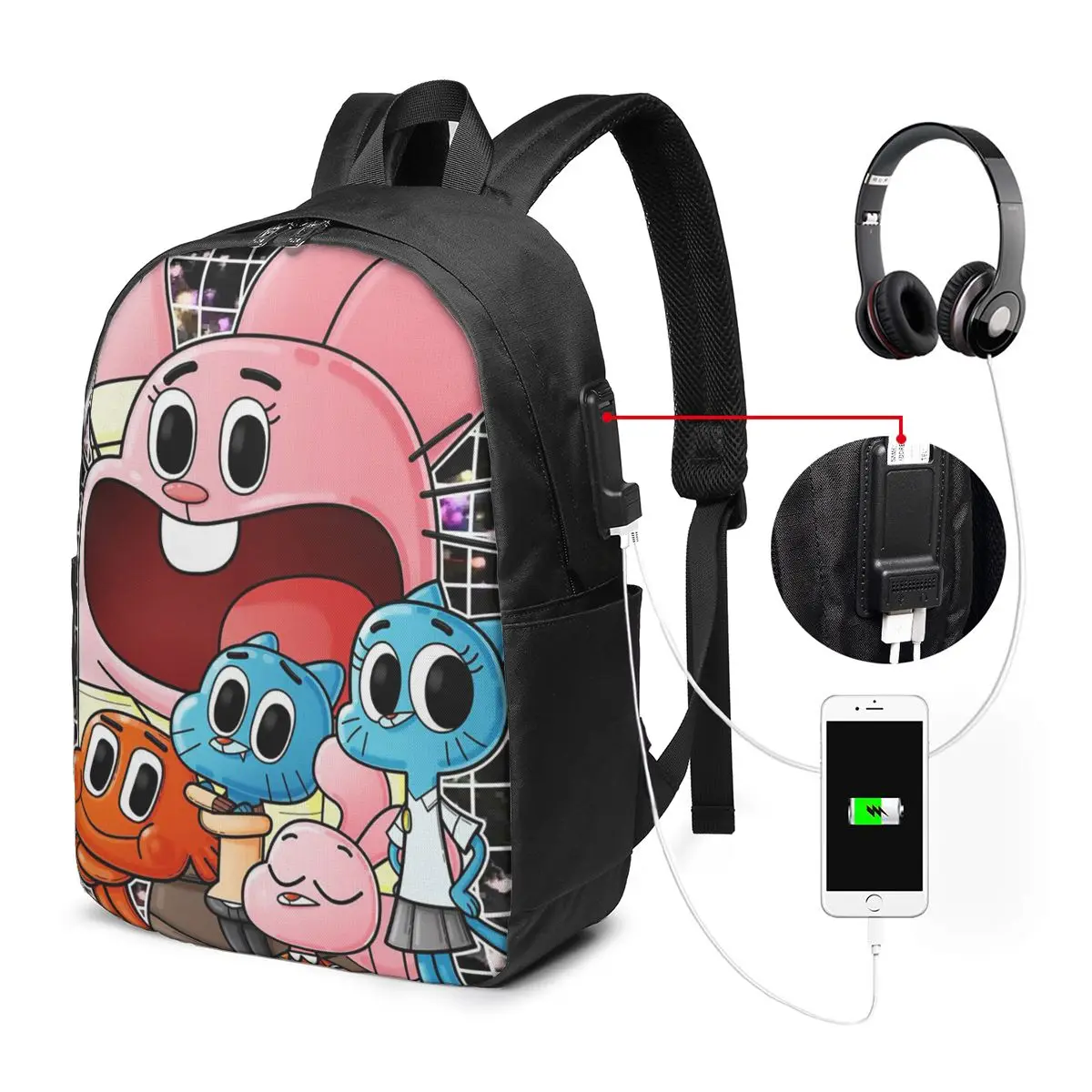 

The Amazing World Of Gumball Backpack Travel Notebook Bag Computer College Student School Bag Laptop Shoulder Bags for Men Women