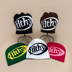Hip Hop Letter filthy Knitted Hats Autumn and Winter New Unisex Warm Versatile European Style Street Outdoor Fashion ins Beanies
