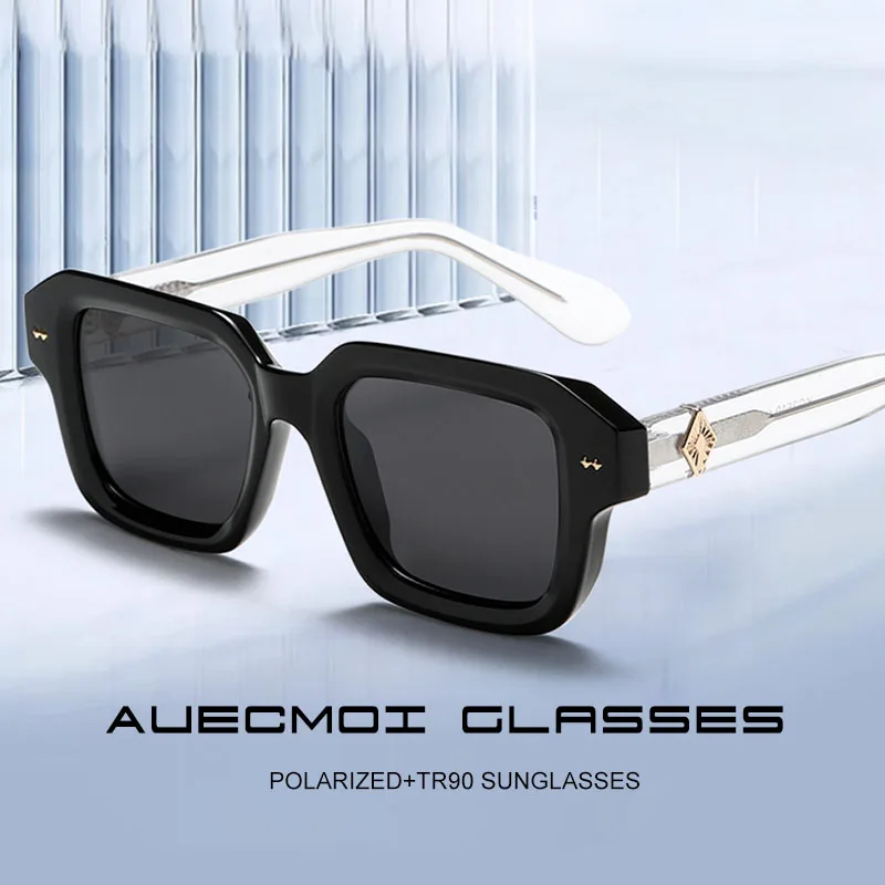 

Поляризованные TR90, винтажные квадратные солнцезащитные очки в стиле панк для женщин и мужчин, роскошный брендовый дизайн, популярные солнцезащитные очки с заклепками для вождения на открытом воздухе, UV400