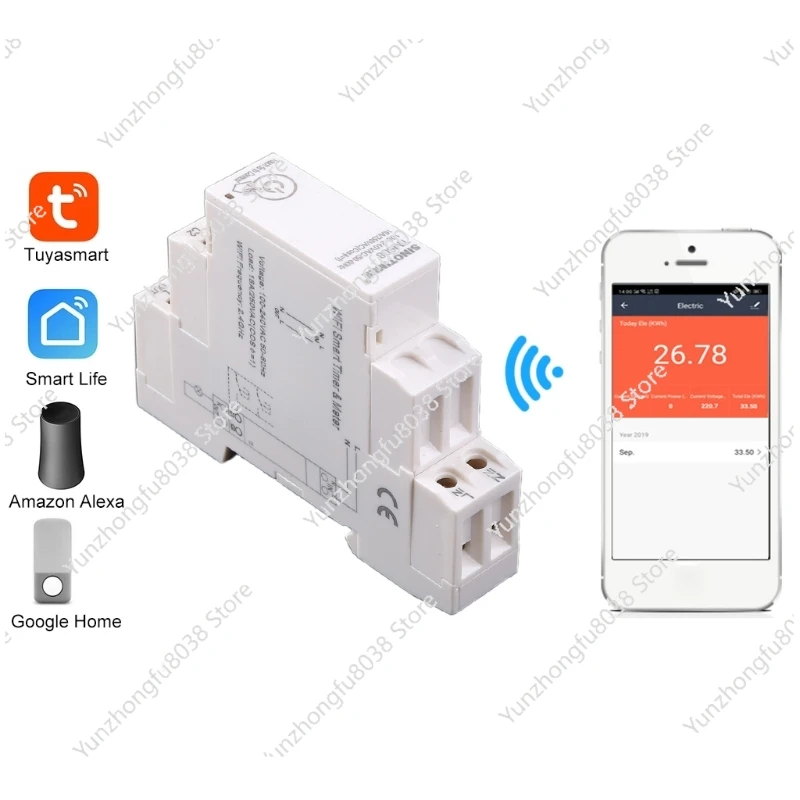 

TM608 Single Phase WIFI Home Energy Meter with Timer Switch Remote Control by APP Multi-functional Voltage Current Detection Tim