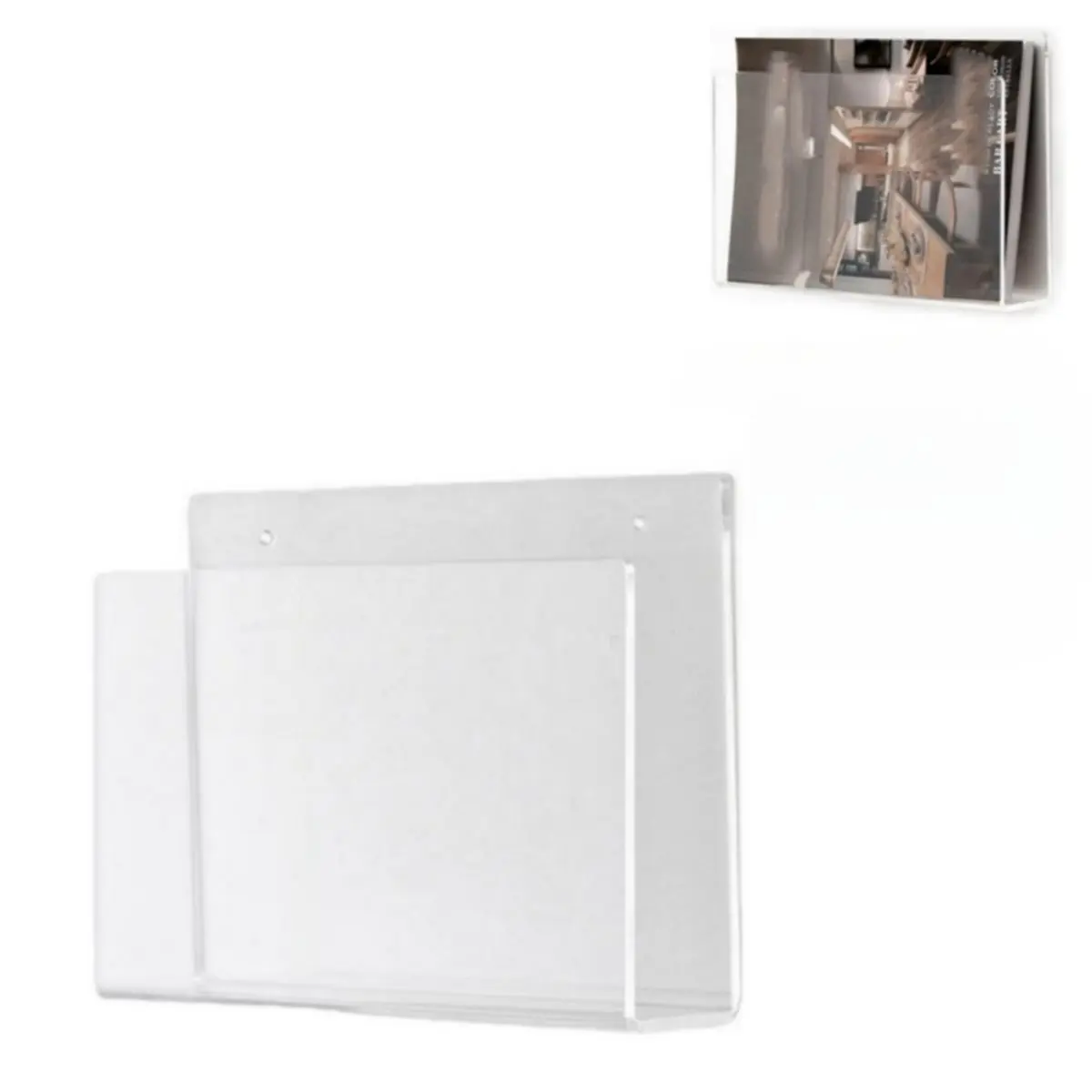 Wall File Holder, Clear Acrylic Design, 28x6x20cm, Brochure Display Holder, Mail Paper Storage Organizer