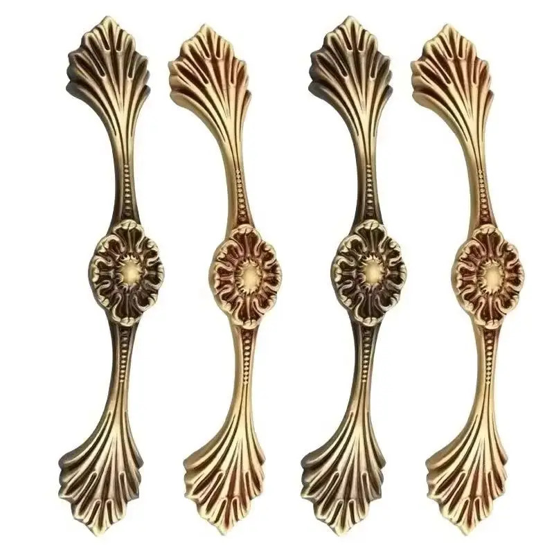 Retro 10PCS European Solid Brass Furniture Handles Cupboard Wardrobe Drawer Closet Cabinet Door Pulls Handles and Knobs