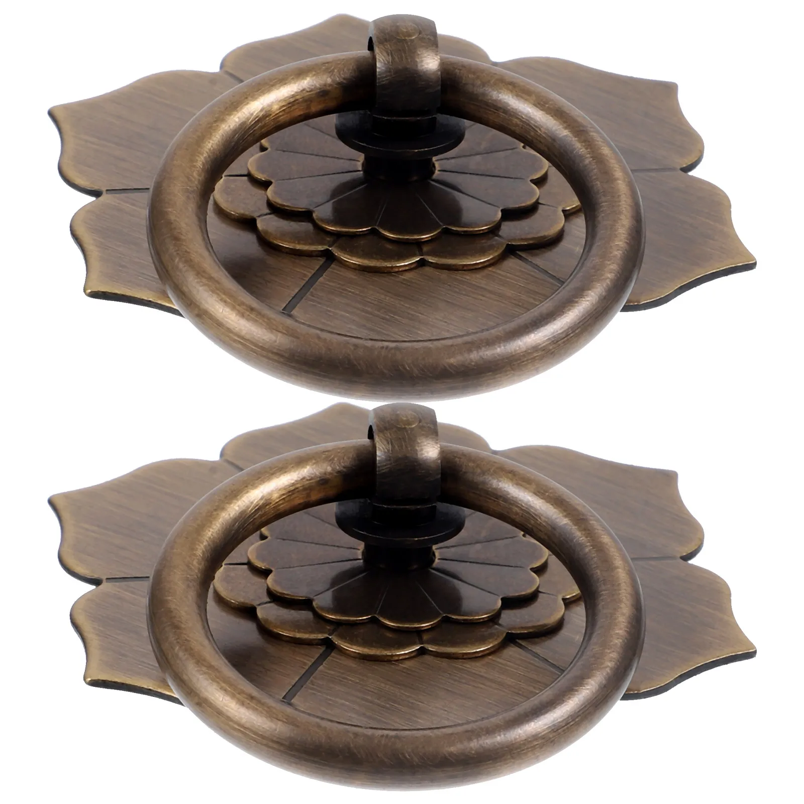 

2pcs Vintage Metal Lotus Ring Cabinet Door H les Bronze Screw Style Dresser Pulls Knobs Single Hole Compatible