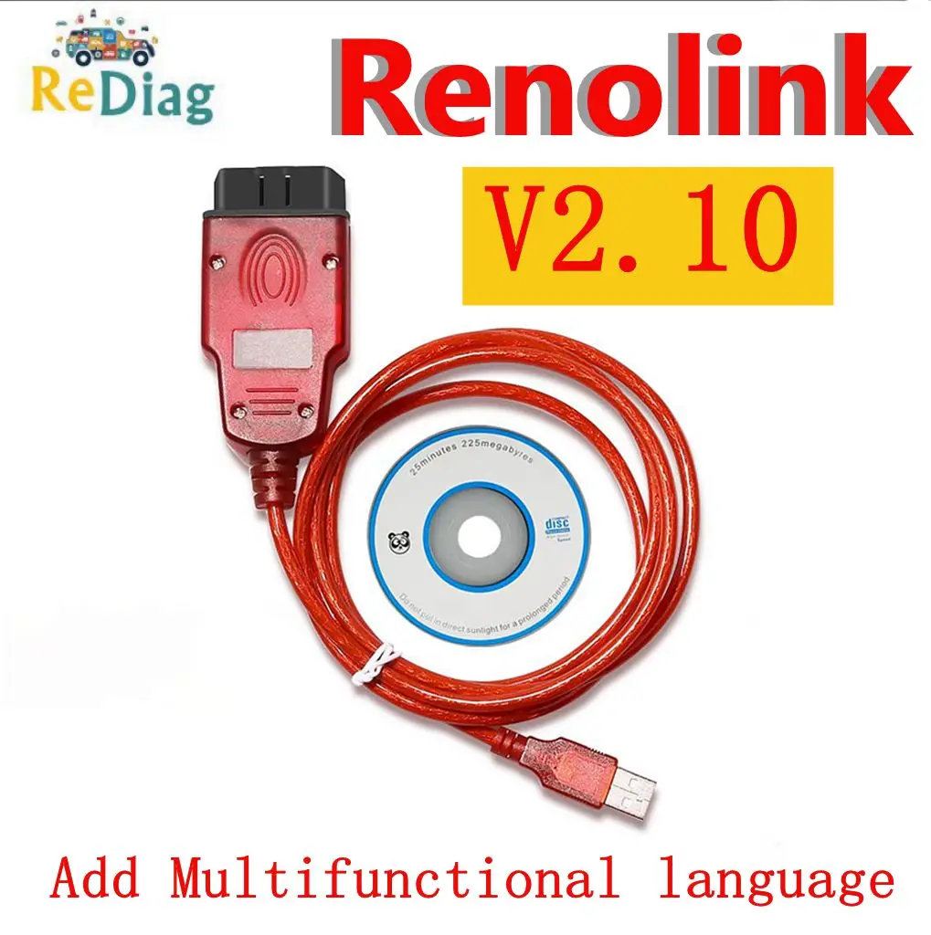 Newest Renolink V2.10 for Renault ECU Programmer For Renault ECU Resetting Key Coding Match Dashboard Coding OBD2