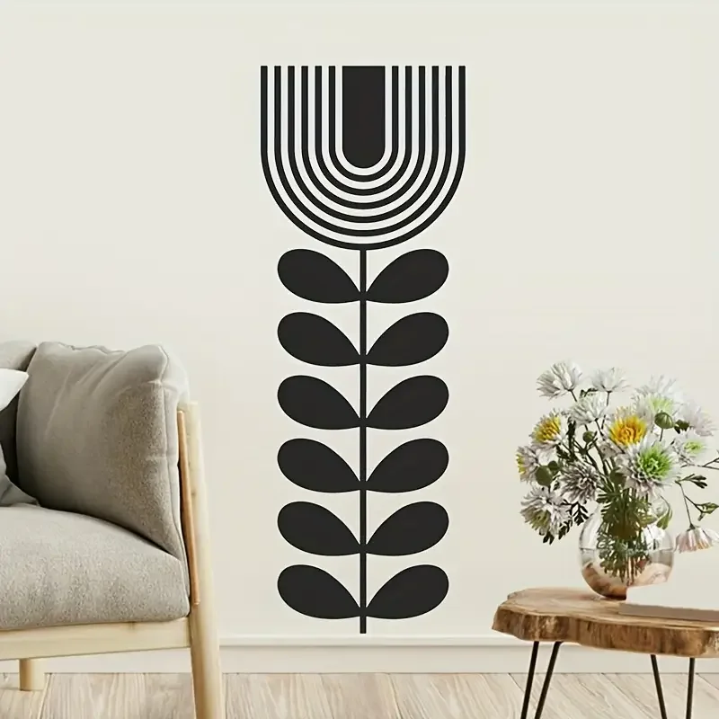 One Piece Bohemian Arch Wandaufkleber, geometrische schwarze Linie, Wandaufkleber, minimalistische Kunst, moderner Wandaufkleber