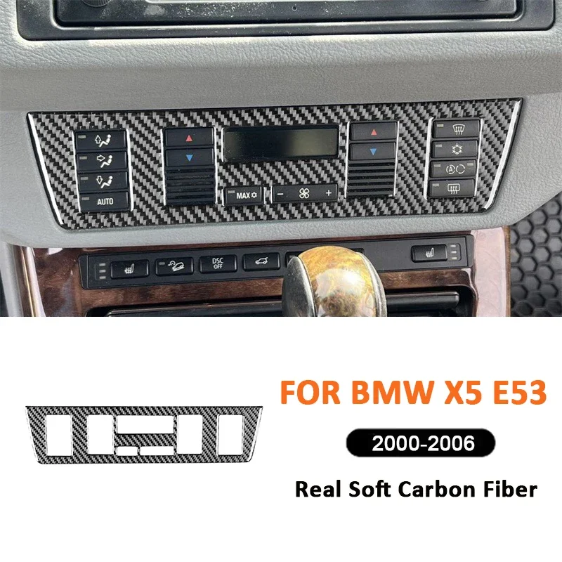 

Carbon Fiber Car Accessories Central Console Air conditioning Control Buttons Panel Frame Trim Sticker For BMW X5 E53 2000-2006