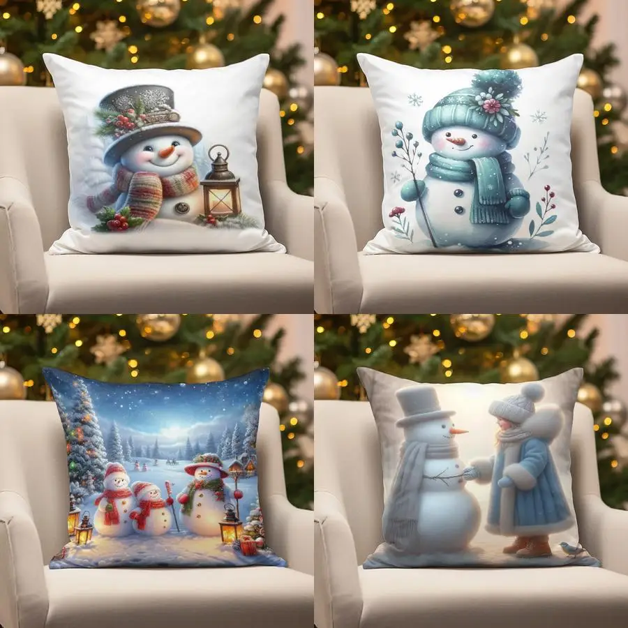 

Home Decor Snowman Christmas Pillow Covers Suitable For Sofa Bedroom Car Pillow Cover Cushion Rectangular Back Cushion