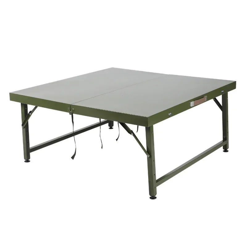 

Outdoor Camping Steel Plate Folding Table Simple Metal Stall Meeting Table Field Training March Camping Table