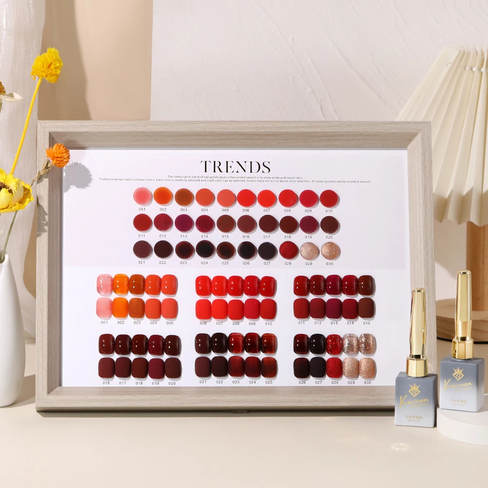 Yunzuan 30 Colors Red Orange Gel Nail Polish 15ml High Gloss Soak Off UV LED Manicure Nail Gel