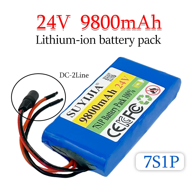18650 Battery Pack 7S1P 24V 9800mAh Lithium-ion Rechargeable Battery for Scooter Toy Bikes Model Toy Gaming Machine Laptop BMS