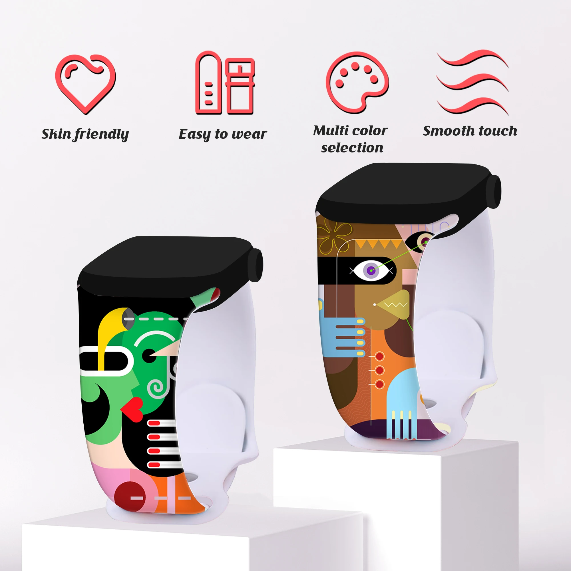 حزام مطبوع تجريدي لساعة أبل 10 9 8 7 6 سوار سيليكون قابل للاستبدال لساعة iWatch 46 مللي متر 44 مللي متر 42 مللي متر 41 مللي متر