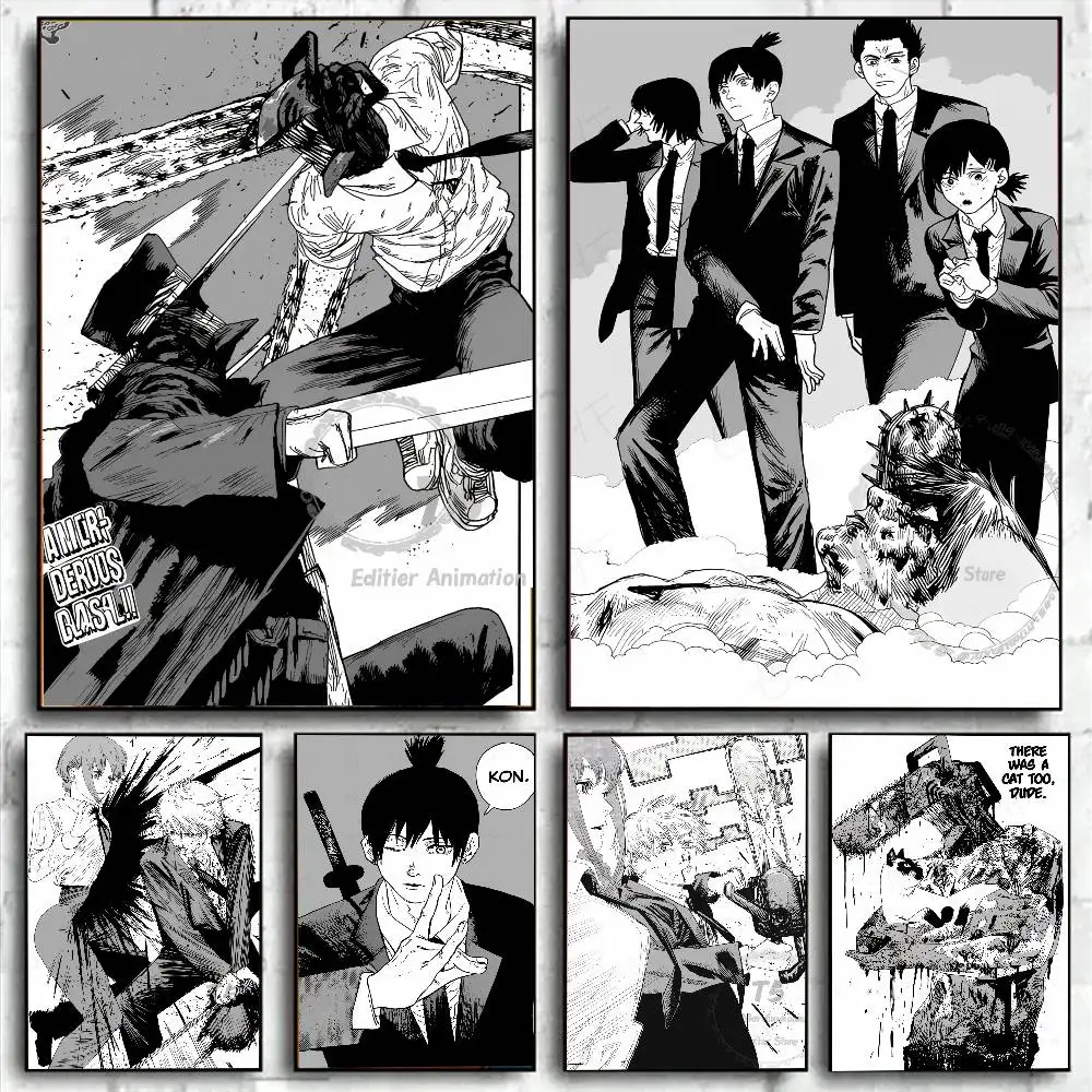 Classic Anime C-Chainsaw M-Man Poster High Quality Print Waterproof Wall Art Sticker for Bar Living Room Decor Gift