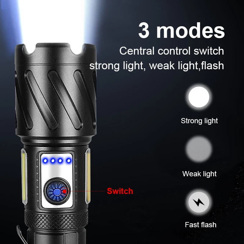 1000000LM High Power LED Flashlights USB Rechargeable Powerful Flash Light Torch Zoom Hand Light Outdoor Camping Fishing Lantern