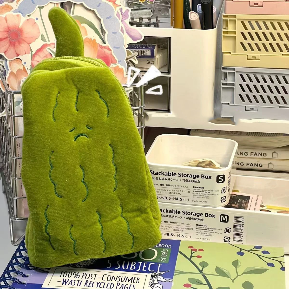 1 Stück süße kleine bittere Kürbis-Bleistifttasche mit einzigartigem bitterem Kürbis-Aufbewahrungstasche mit Smiley und traurigem Ausdruck, Schulbedarf, Geschenk