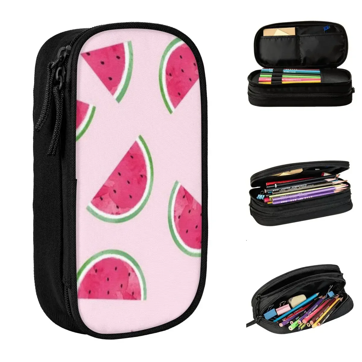 

Pink Watermelon Pattern Pencil Case Summer Sunny Aesthetic Pencilcases Pen Holder Large Storage Bags School Gifts Stationery