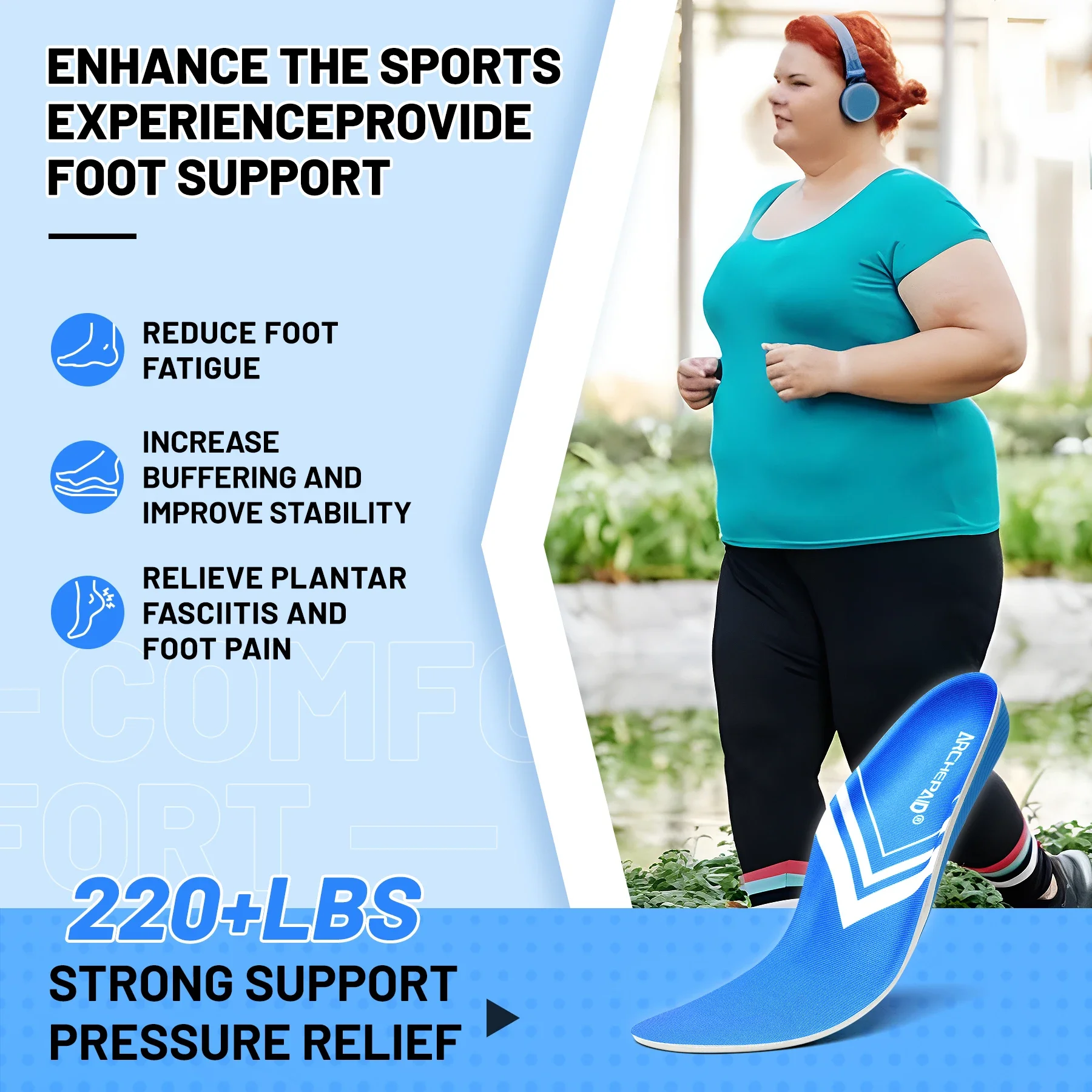Plantar Fasciitis Relief Orthopedic Insole Flat Foot High Arch Support Men Women Work Orthotic Insert Shoe Sport Sneaker Sole