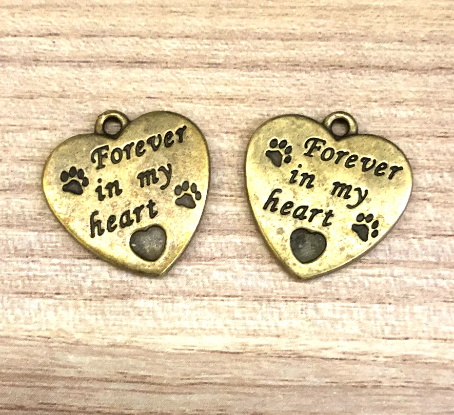 5pcs  21*20mm   heart shaped with Forever In My Heart design pendants for DIY findings   Zinc alloy metal   HW3017
