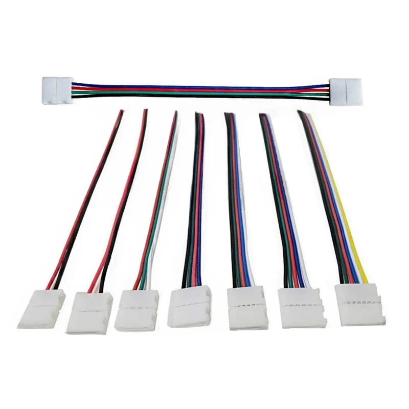 2pin 3pin 4pin 5pin 6pin złącze LED podwójny kabel złącze na zatrzask 8mm 10mm 12mm do 3528 5050 RGB RGBW pasek LED rgbct